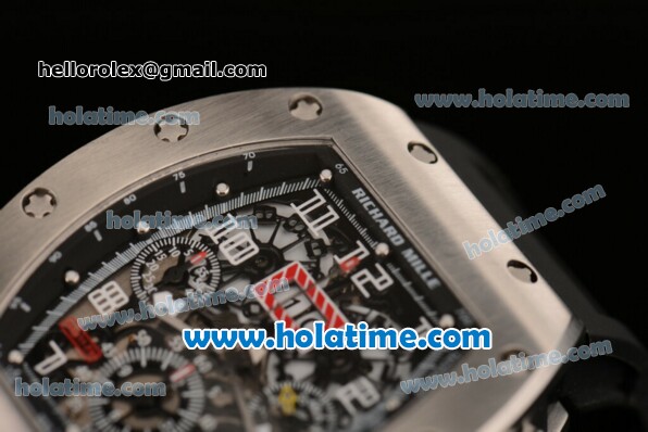 Richard Mille Felipe Massa Flyback Chrono Swiss Valjoux 7750 Automatic Steel Case with White Markers and Black Rubber Bracelet - Click Image to Close